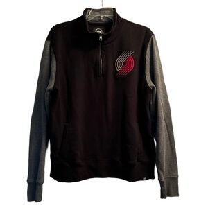 Men’s ’47 Brand NBA Portland Trail Blazers 1/4 Zip Black Grey Sz XL